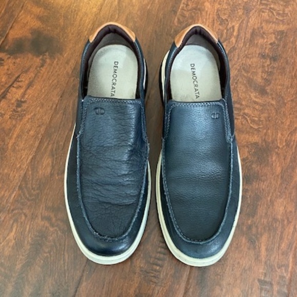 Democrata Brazil Mens Casual Navy Blue Leather Shoes Size 11.5 - Picture 2 of 11